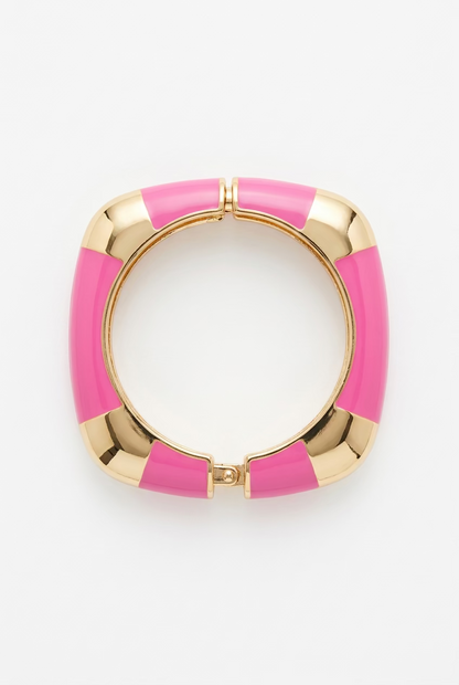 Gold Flat Enamel Hinge Bangle