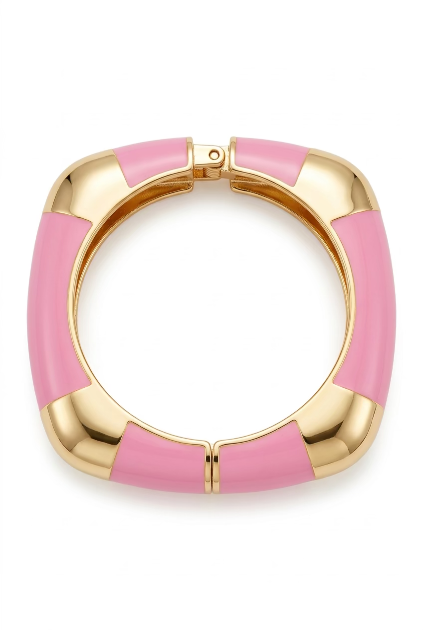 Gold Flat Enamel Hinge Bangle