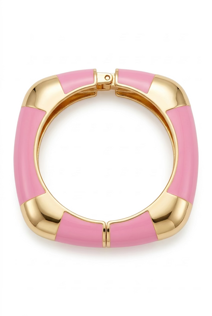 Gold Flat Enamel Hinge Bangle