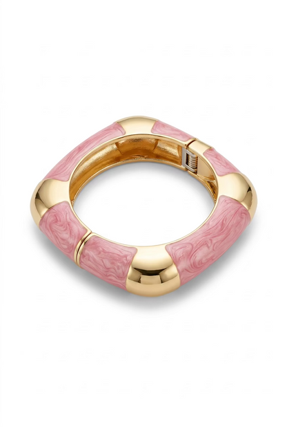 Gold Flat Enamel Hinge Bangle