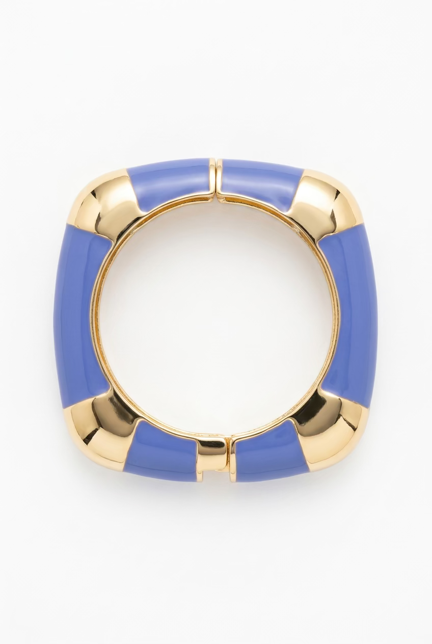 Gold Flat Enamel Hinge Bangle