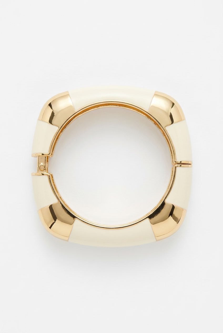 Gold Flat Enamel Hinge Bangle