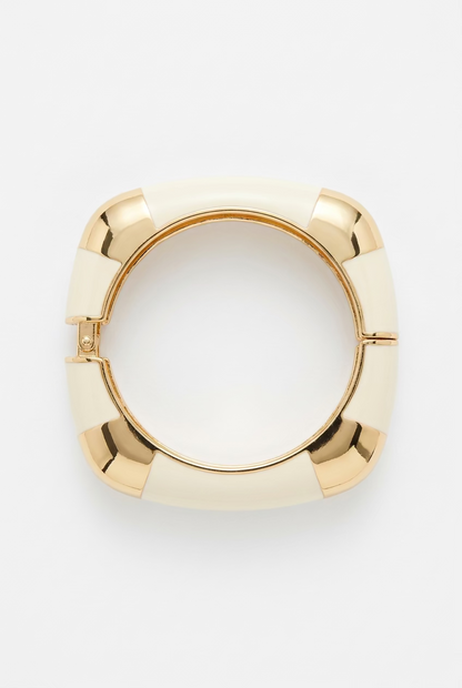 Gold Flat Enamel Hinge Bangle