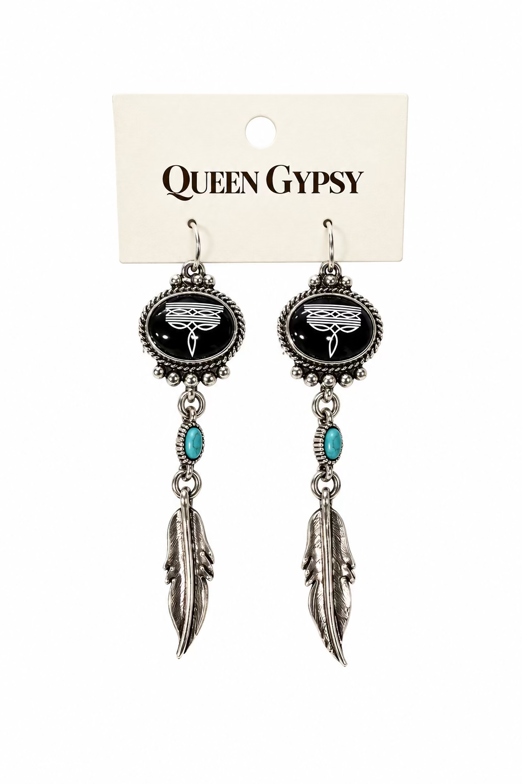Boot Stitch Feather Earrings