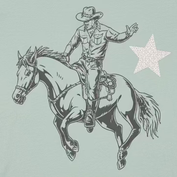 Buckin' Broncos T-Shirt on Dust Blue with Star and Crystals