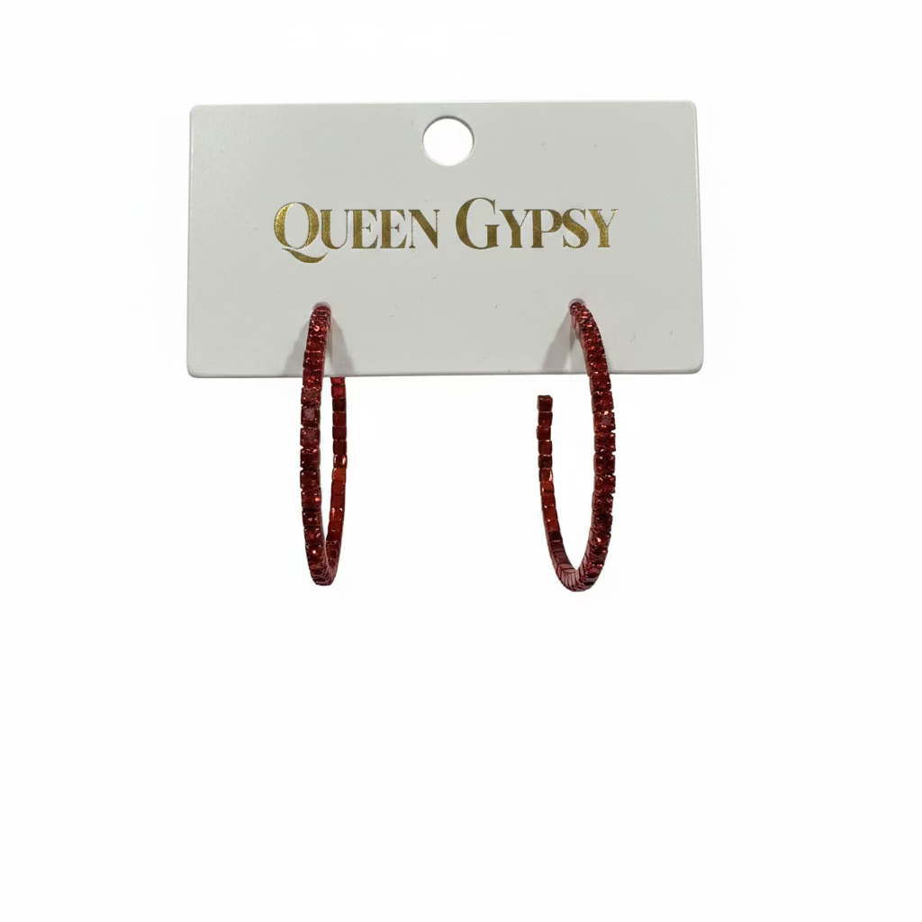 Red on Red crystal hoops