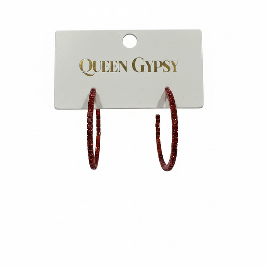 Red on Red crystal hoops