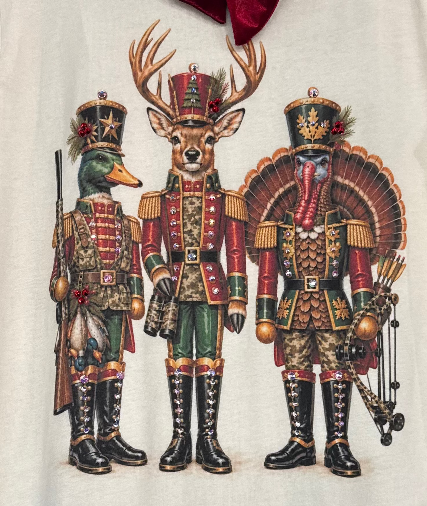 Holiday Hunt Club T-shirt on Natural with Crystals