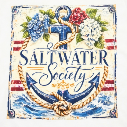 Saltwater Society T-Shirt on White with Crystals