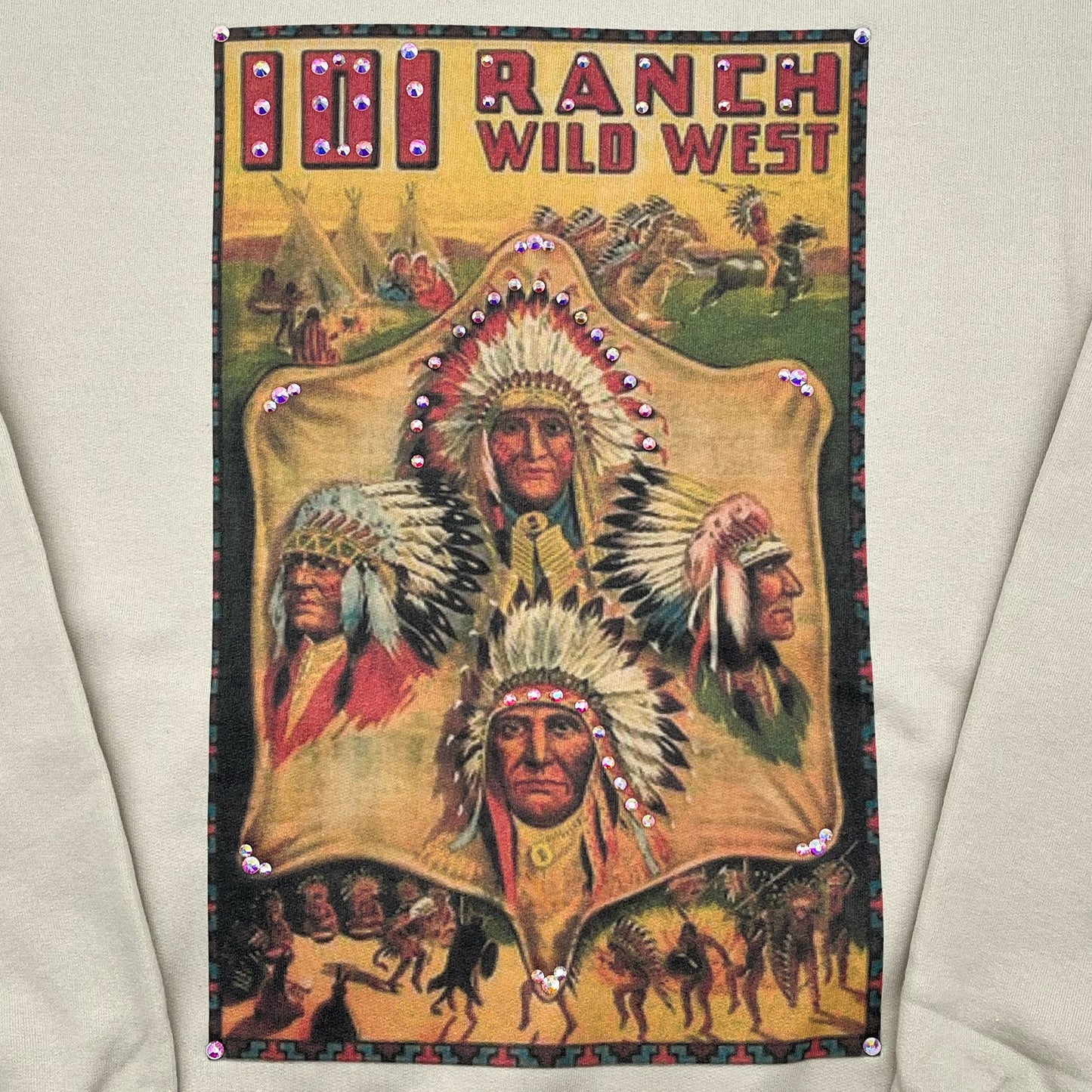 QG-101 Indian on Tan Sweatshirt with crystals