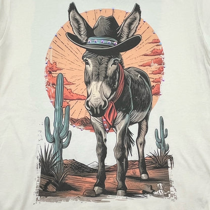 Cowboy Donkey T-Shirt on Natural with Crystals