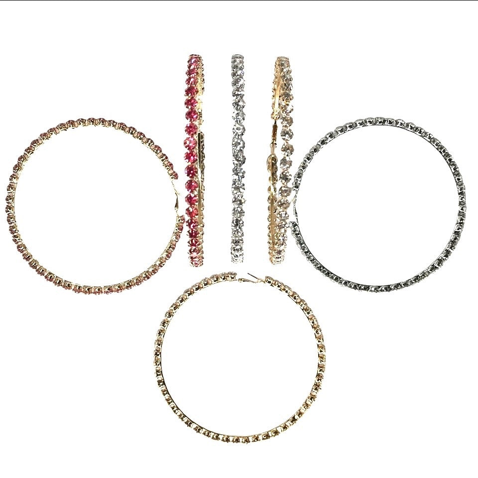 XLarge Crystal Hoops Assorted 5"