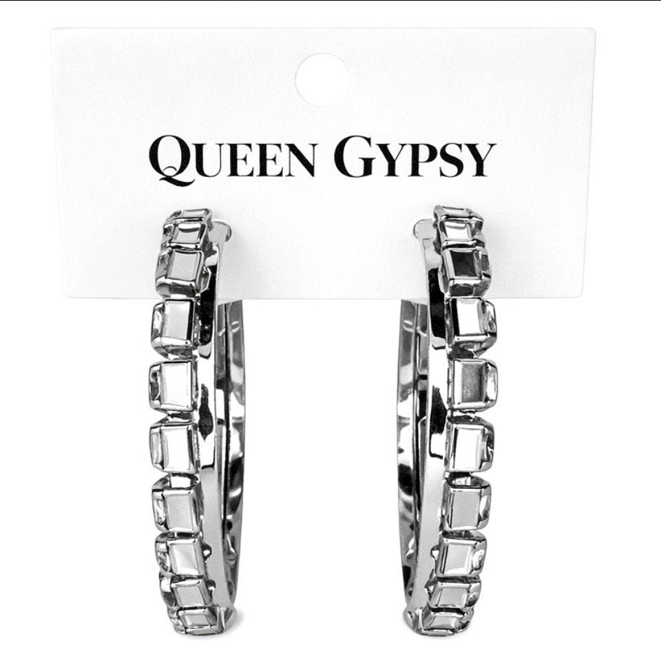 Crystal Hoops Side Mount Clr. Crystal