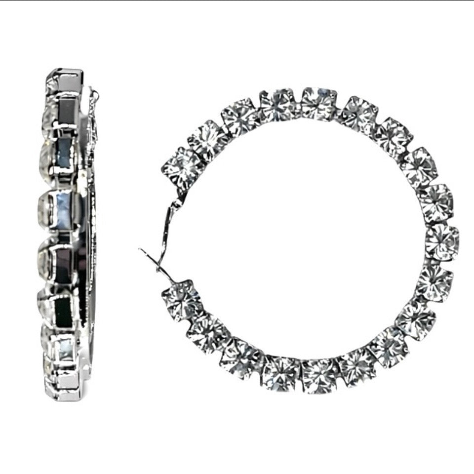 Crystal Hoops Side Mount Clr. Crystal