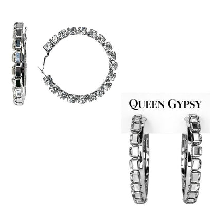 Crystal Hoops Side Mount Clr. Crystal