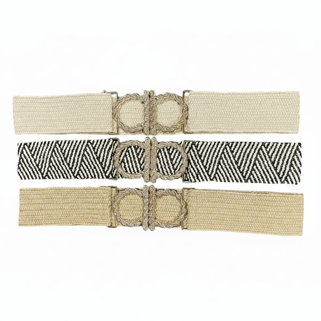 Braided Rope Buckle Elastic Stretch Belt assorted