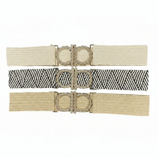 Braided Rope Buckle Elastic Stretch Belt assorted