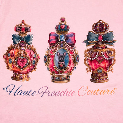 Haute Frenchie Coutre T-Shirt on Pink with Crystals