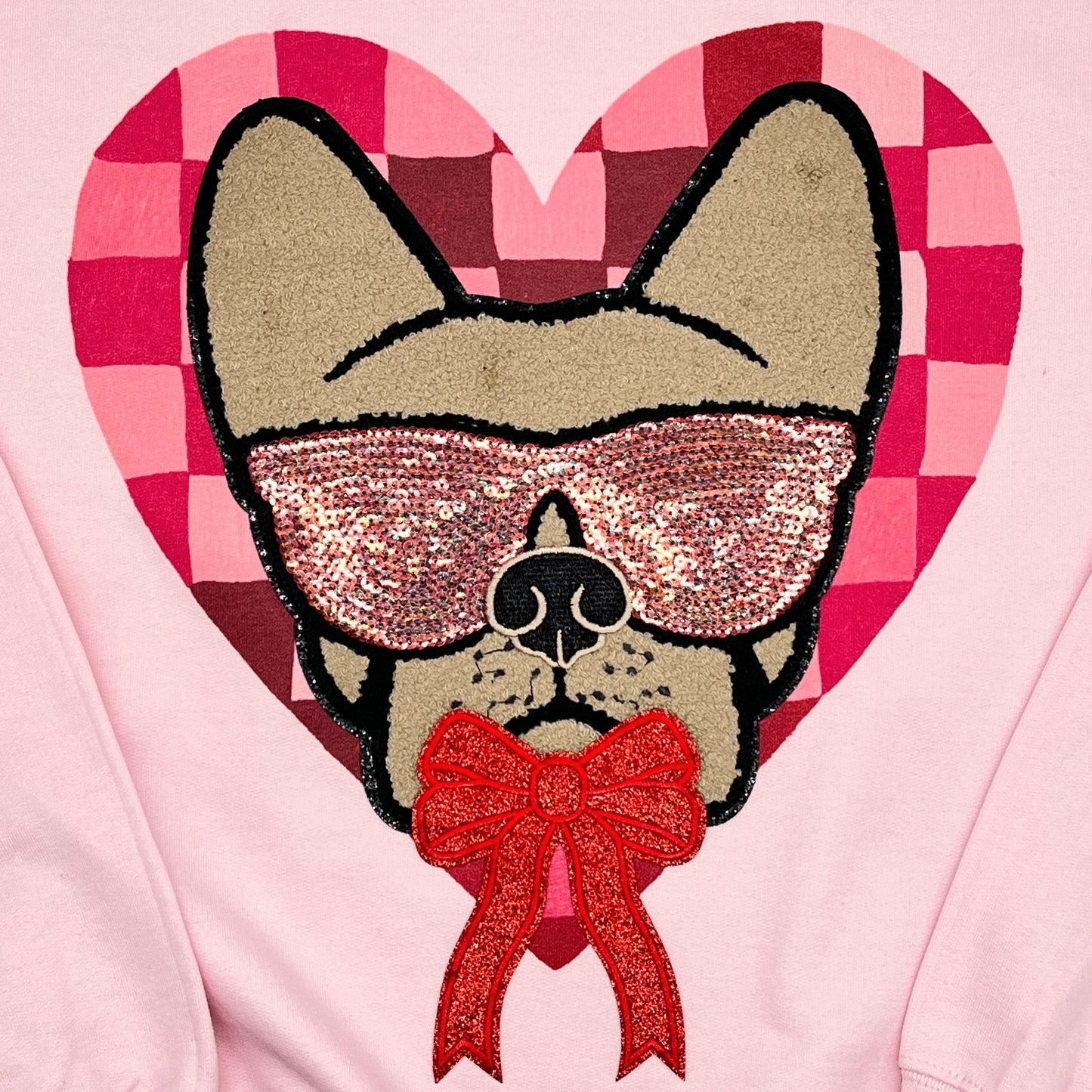 QG Frenchie Love SS with patch on pink