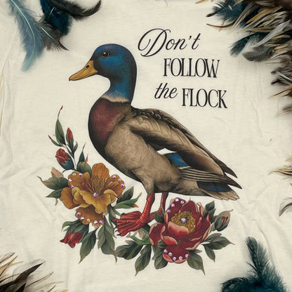 Don't Follow the Flock T-Shirt on Natural with Crystals