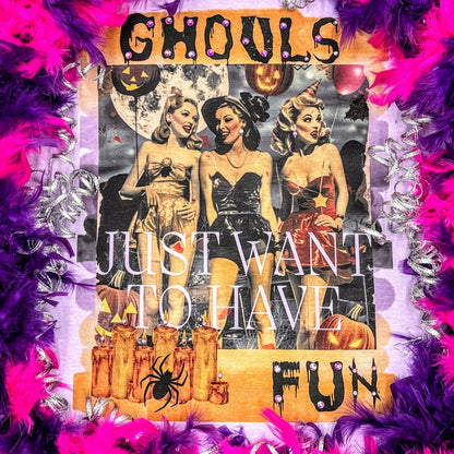Ghouls want to have fun T-Shirt on Lavender with Crystals