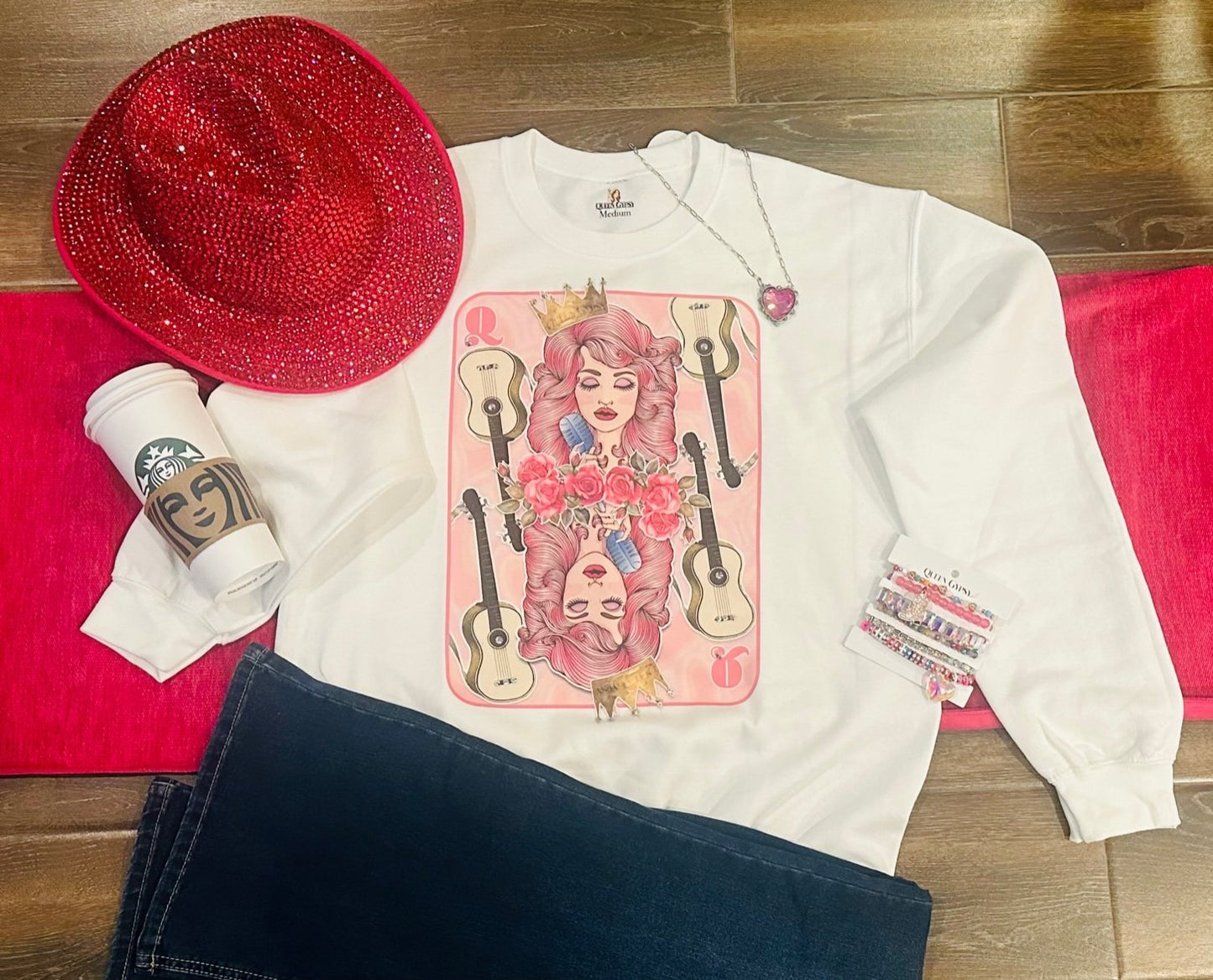 QG-White Queen of Hearts Sweatshirt