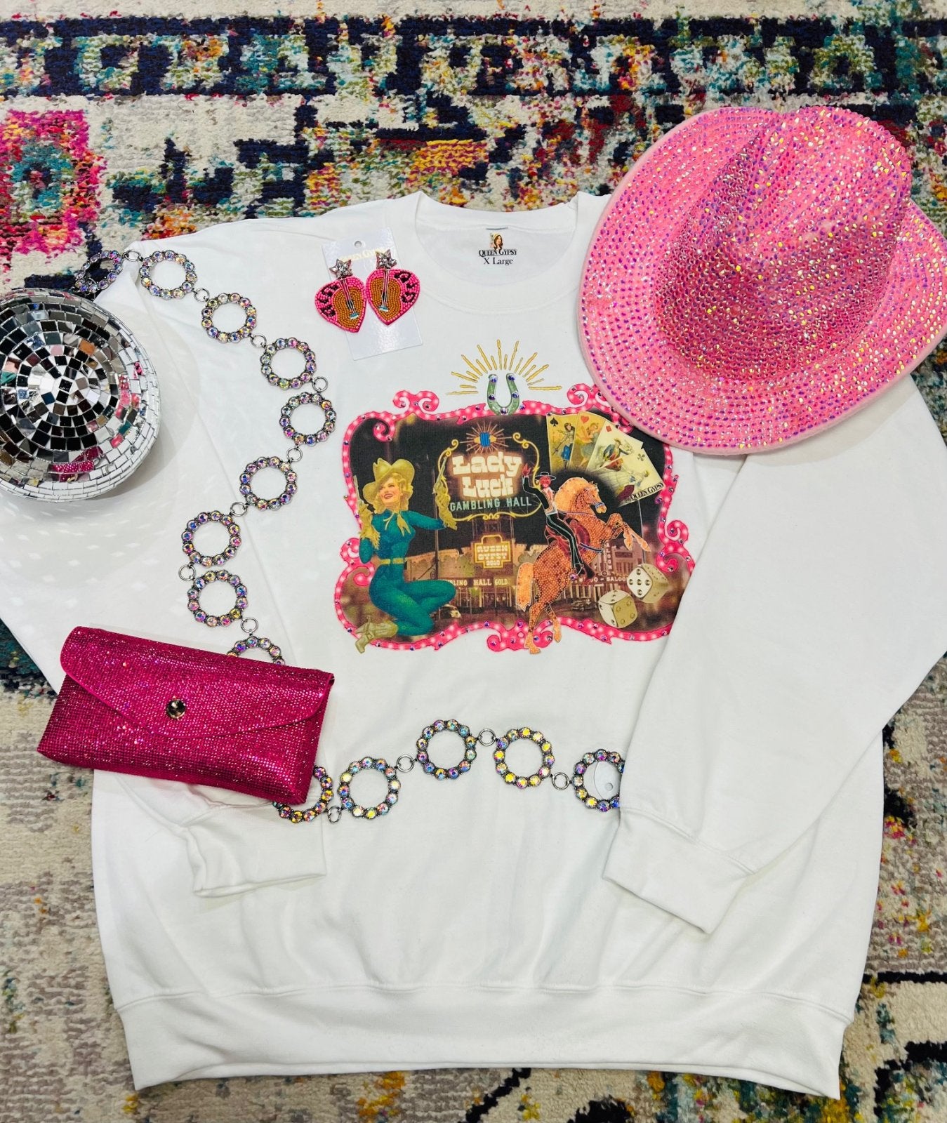 QG-White Lady Luck Sweatshirt