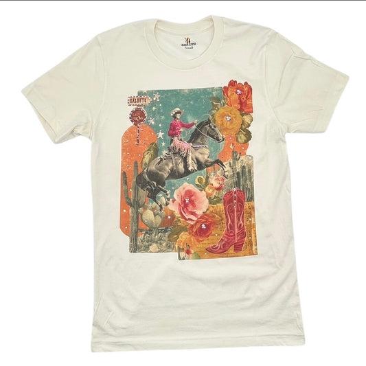 QG-Pop Art Cowgirl T on Natural