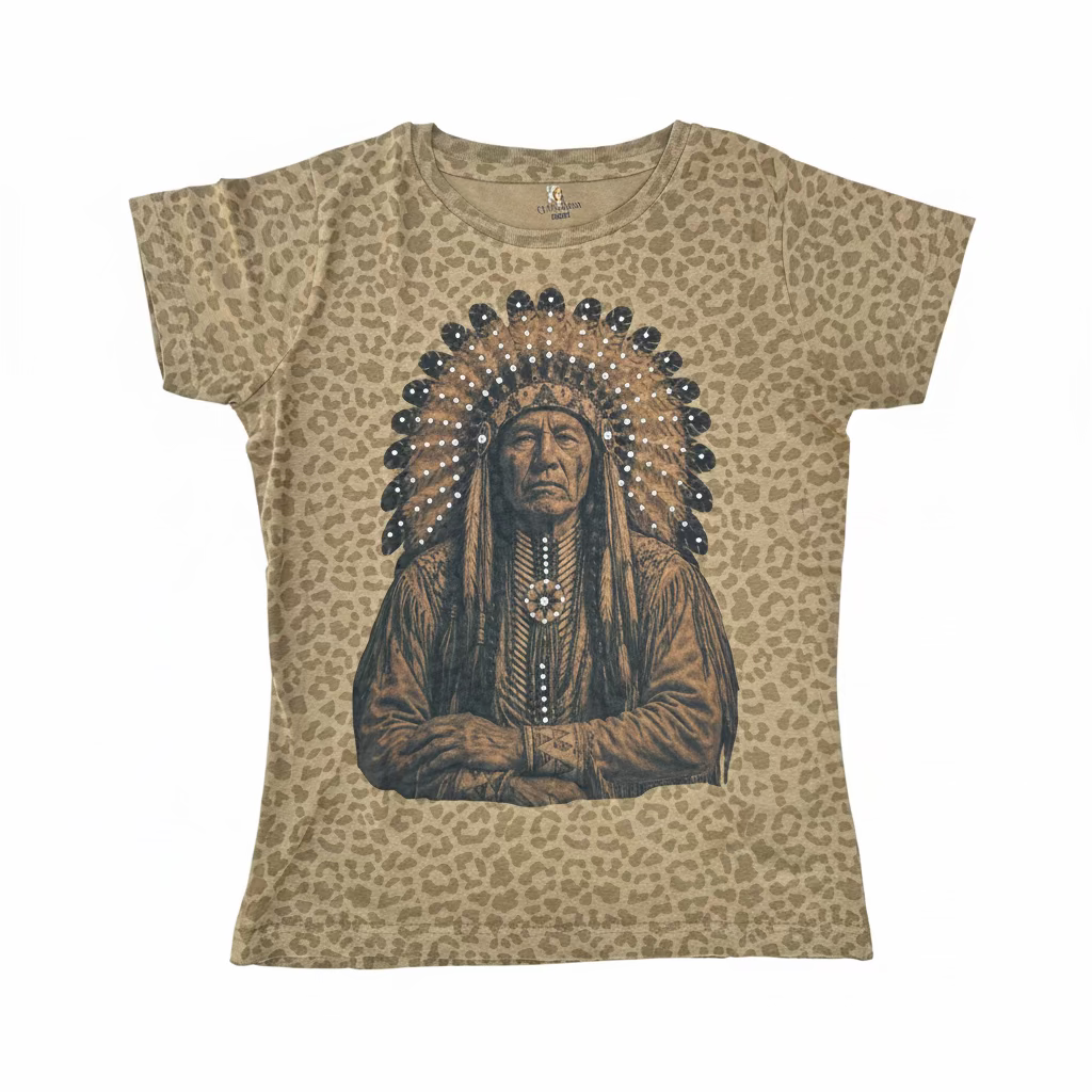 Wild Heritage Indian T-Shirt on Cheetah with Crystals