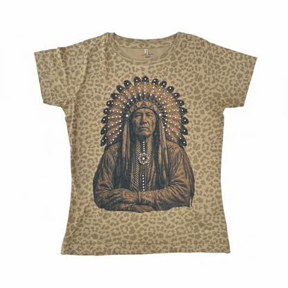 Wild Heritage Indian T-Shirt on Cheetah with Crystals