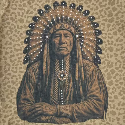 Wild Heritage Indian T-Shirt on Cheetah with Crystals