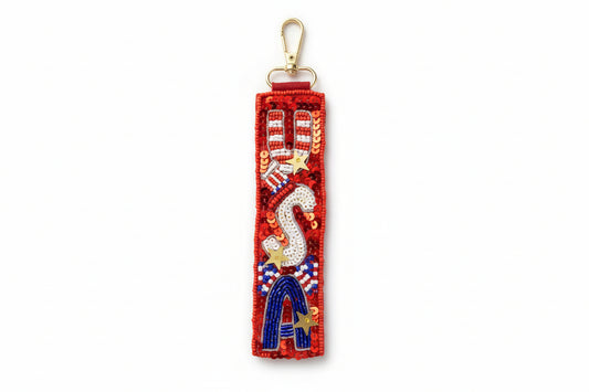 Holiday Beaded Wristlet Keychain Assorted