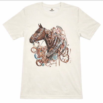 Showhorse T-Shirt on Natural with Crystals