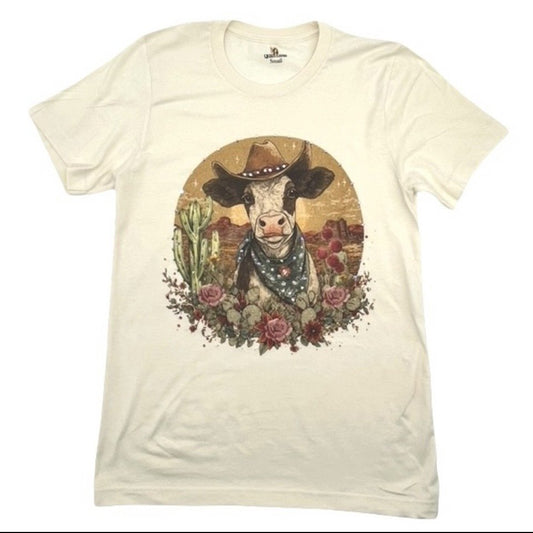 QG- Desert Rodeo Cow Tee with Crystals