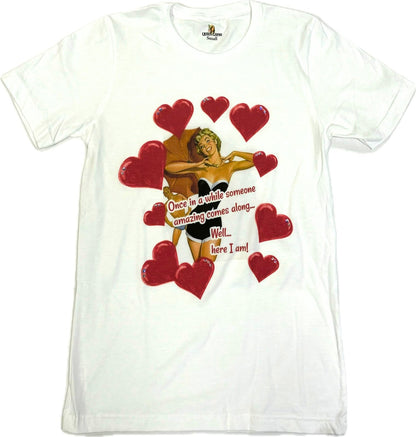 Pin Up Valentine T-Shirt on White with Crystals
