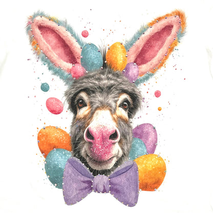 Bad Ass Bunny T-Shirt on White with Crystals