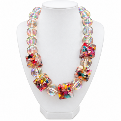 Confetti Block Bubble Statement Necklace