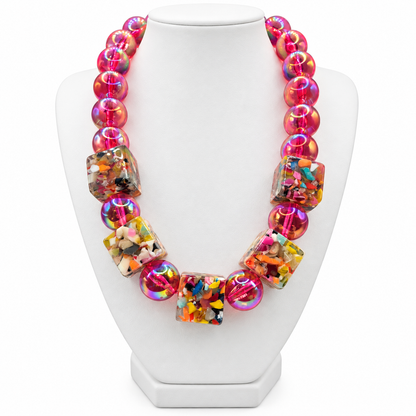 Confetti Block Bubble Statement Necklace