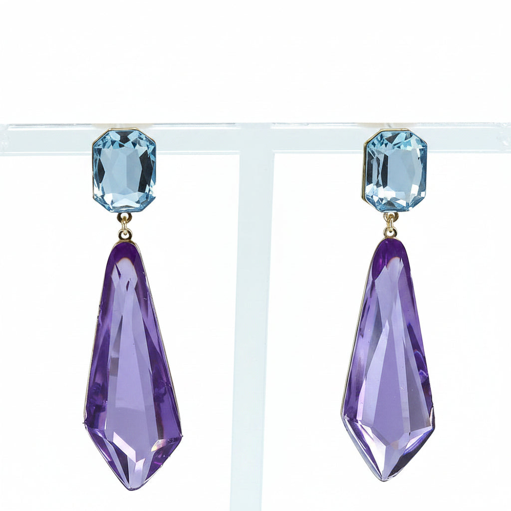 Faceted Obelisk Crystal Drop Earrings