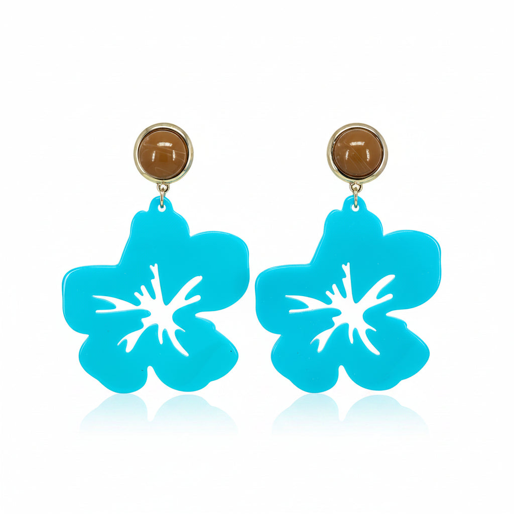 Island Hopping Hibiscus Acrylic Earrings