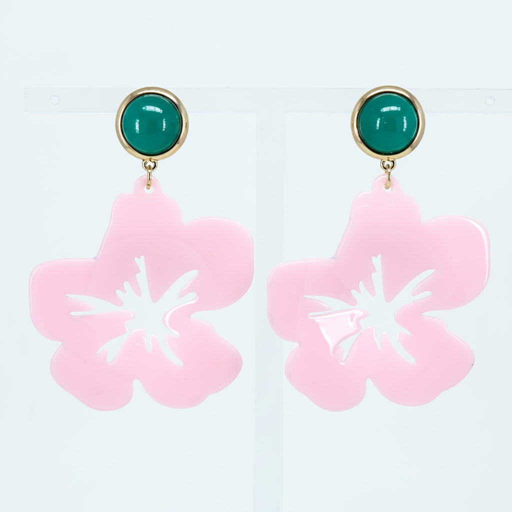 Island Hopping Hibiscus Acrylic Earrings
