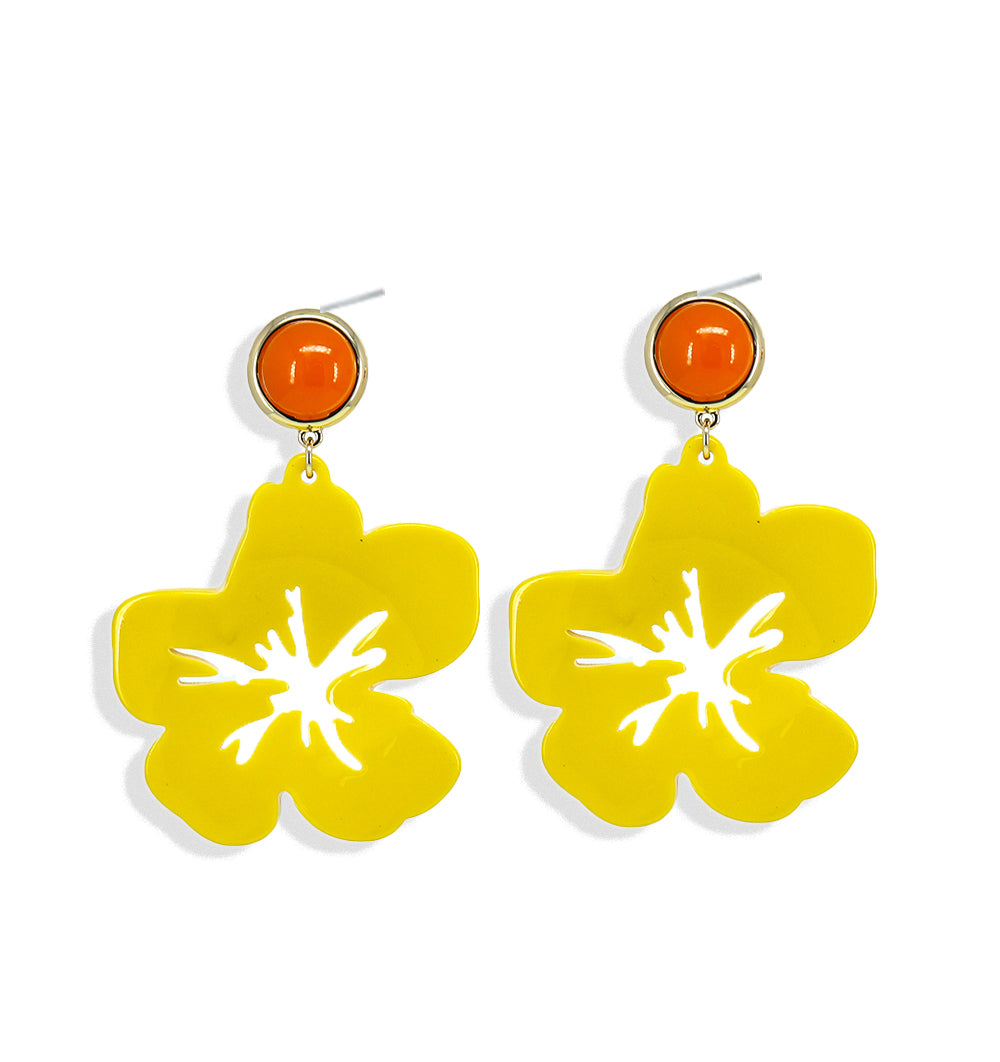 Island Hopping Hibiscus Acrylic Earrings