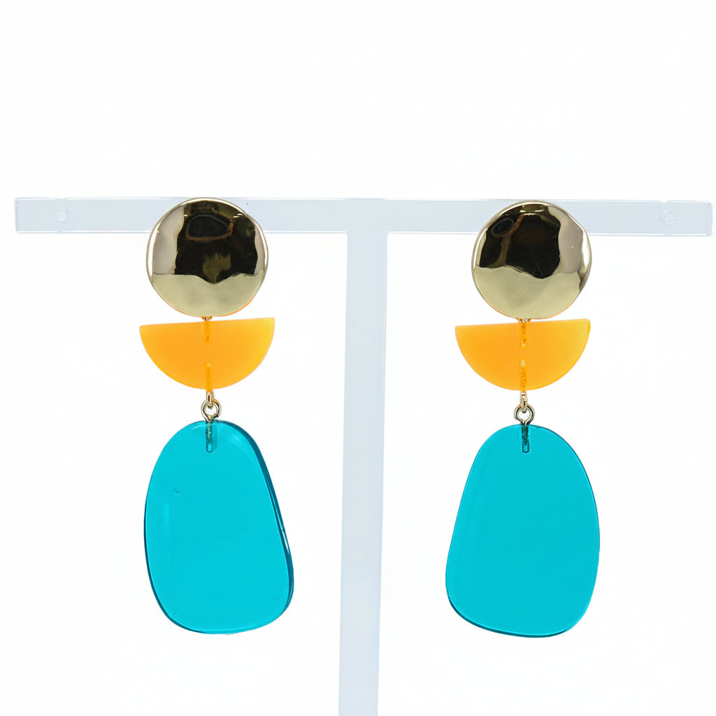 Neon Oasis Geometric Acrylic Earrings