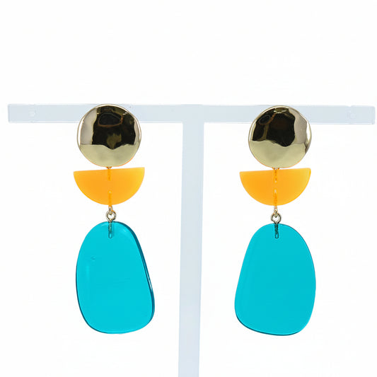 Neon Oasis Geometric Acrylic Earrings