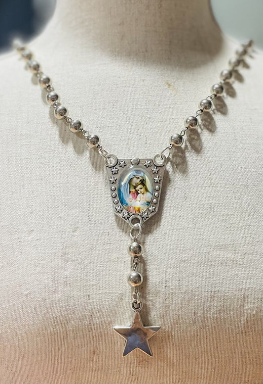 QG-Virgin star Rosary necklace