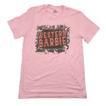 Western Barbie T-Shirt on Pink with Crystals