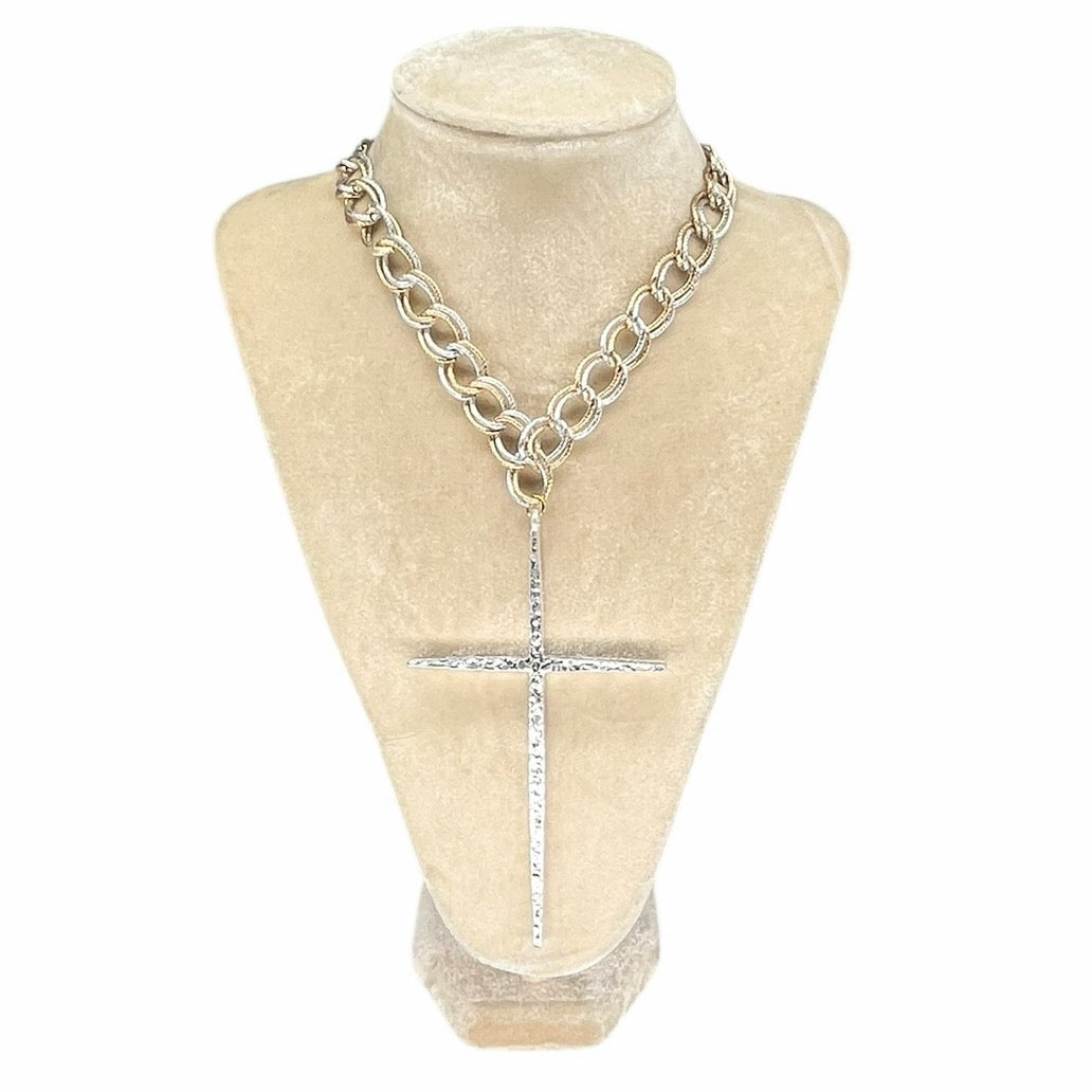 LRG Textured Cross necklace
