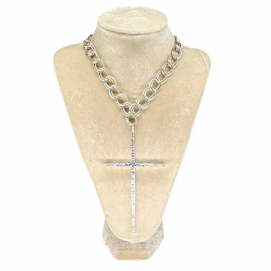 LRG Textured Cross necklace