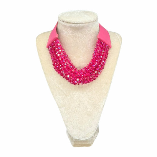 Premium stone Faceted Beaded Multi Strand Layered Faux Leather Necklace 