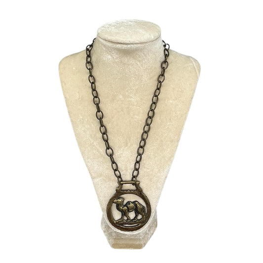 OOAK- Vintage English Horse Brass Bridle Medallion necklace